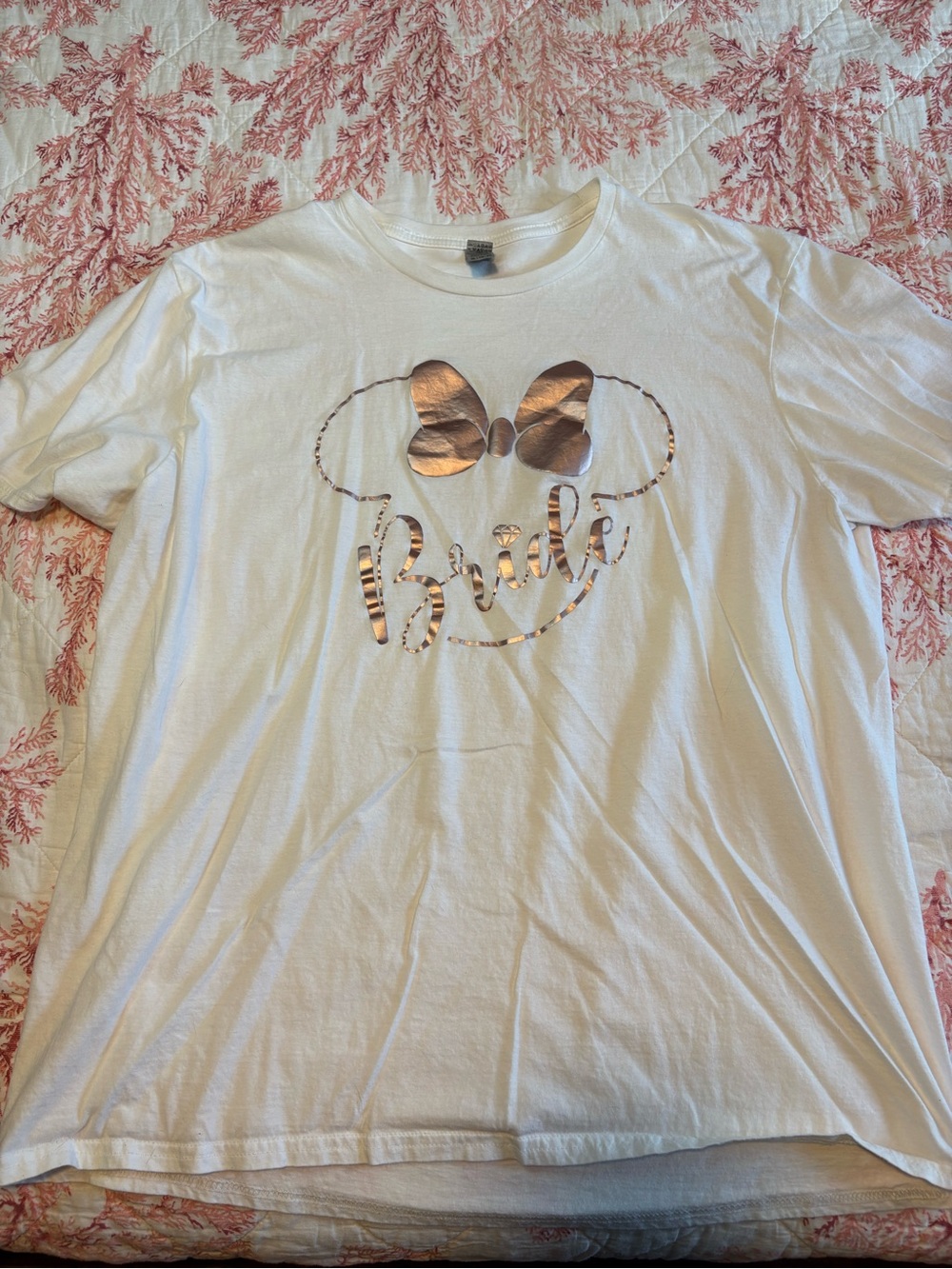Gildan White Tee with Rose Gold Script Accent